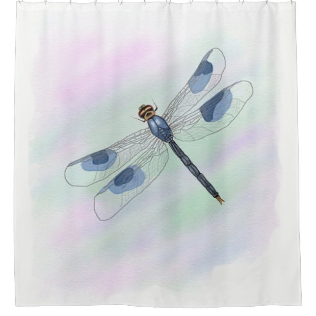Watercolor Dragonfly Shower Curtain (Front)