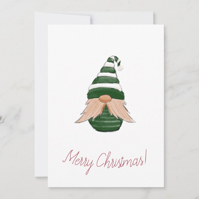 Watercolor drawing Christmas gnome  Holiday Card (Front)