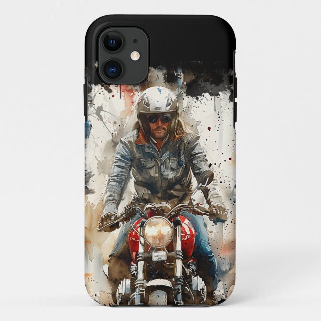 Watercolor drawing MotoBikers Case-Mate iPhone Case (Back)
