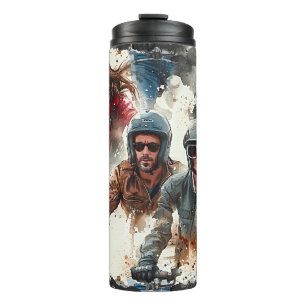 Watercolor drawing MotoBikers Thermal Tumbler
