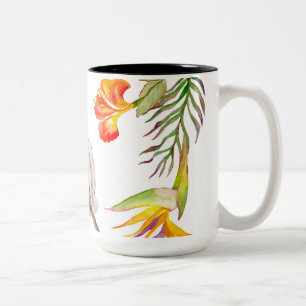 Watercolor drawing of a cockatoo parrot Two-Tone coffee mug