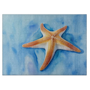 Watercolor Drawing of Starfish Cutting Board