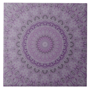 Watercolor Dream Mandala in Shades of Purple Ceramic Tile