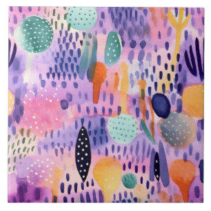 Watercolor Dream World Ceramic Tile