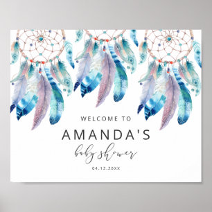 Watercolor Dreamcatcher Baby Shower Welcome Sign