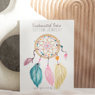 Watercolor dreamcatcher jewellery earring display business card