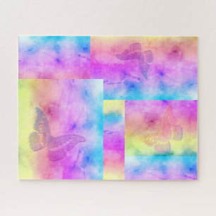 [Watercolor Dreams] Pastel Colour Mosaic Butterfly Jigsaw Puzzle