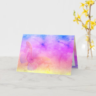 [Watercolor Dreams] Soft Pastel Colours Butterfly Card