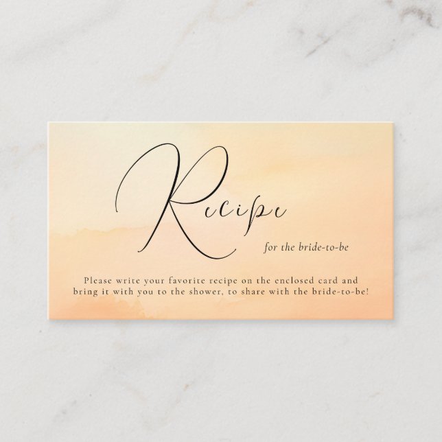 Watercolor Dreamy Cloud Nine Bridal Shower Recipe Enclosure Card (Front)