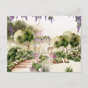 Watercolor Dreamy green garden elegant Postcard
