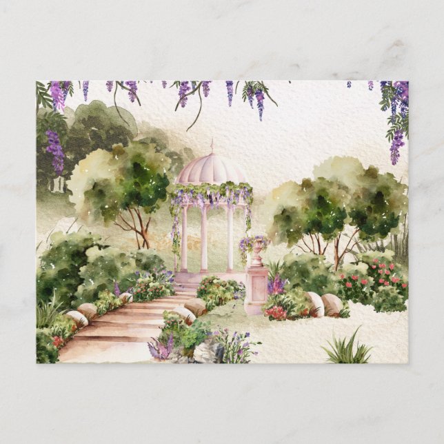 Watercolor Dreamy green garden elegant  Postcard (Front)