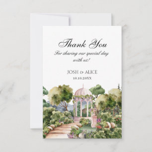 Watercolor Dreamy green garden elegant Thank You Card