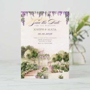 Watercolor Dreamy green garden elegant wedding Save The Date