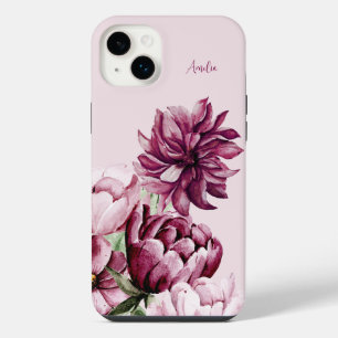 Watercolor Dreamy Peonies Pale Pink Personalised iPhone 14 Plus Case