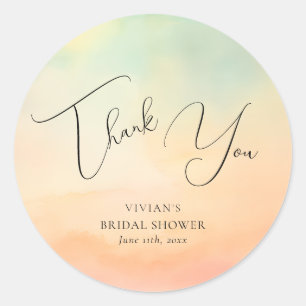 Watercolor Dreamy Sunset Cloud 9 Thank You Classic Round Sticker