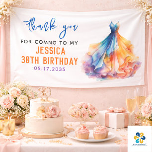 Watercolor Dress 30th Birthday Elegant & Feminine Banner