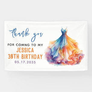 Watercolor Dress 30th Birthday Elegant & Feminine Banner
