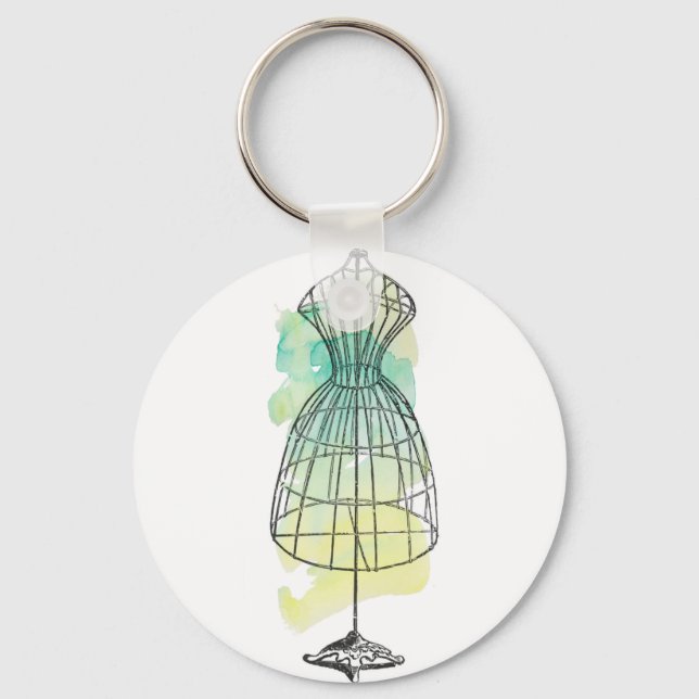 Watercolor Dress Form Key Ring (Front)