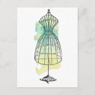 Watercolor Dress Form Postcard