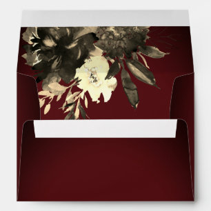 Watercolor Dried Flowers Rustic Red Wedding Envelope