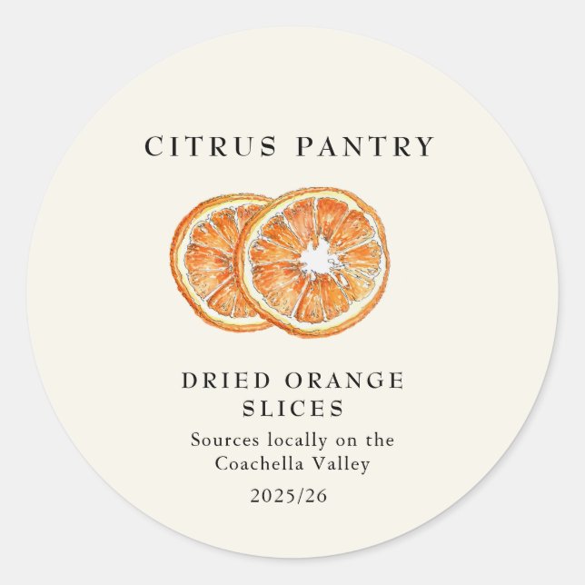 Watercolor Dried Orange slices  Classic Round Sticker (Front)