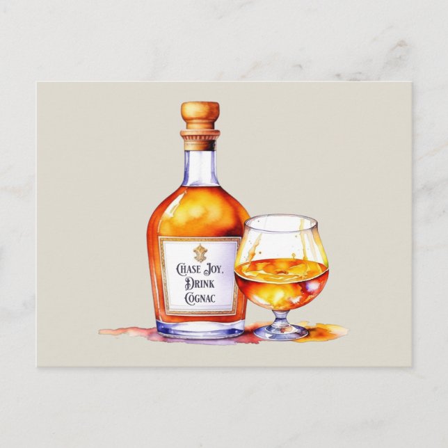 Watercolor Drink Cognac Postcard (Front)