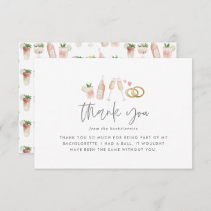 Watercolor drinks bachelorette champagne thank you