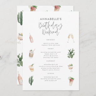 Watercolor drinks bachelorette weekend itinerary