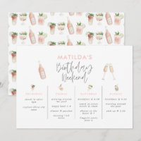Watercolor drinks birthday weekend itinerary