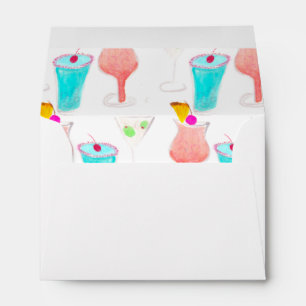 Watercolor Drinks, Margarita Cocktail Hand Painted Envelope
