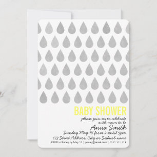 Watercolor Droplets Baby Shower Invitation