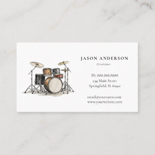 Watercolor Drums Music Teacher Performer Business Card
