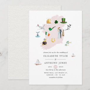 Watercolor Dublin Ireland Destination Wedding Invitation