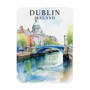 Watercolor Dublin Ireland Travel Art Magnet