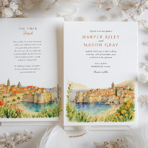 Watercolor Dubrovnik Croatia Wedding Invitation