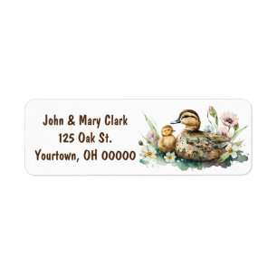 Watercolor Duck and Duckling Return Address Label