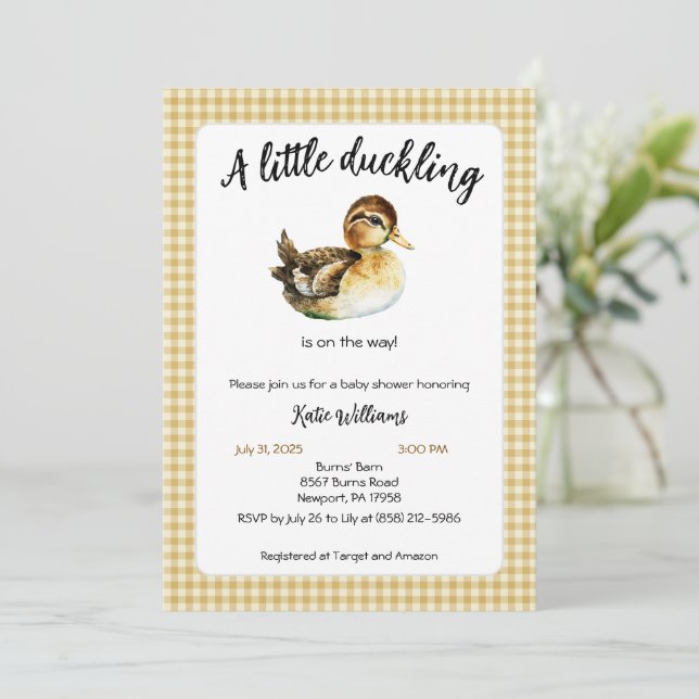 Watercolor Duck Baby Shower Invite (Standing Front)