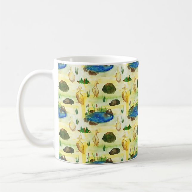 Watercolor duck coffee mug (Left)