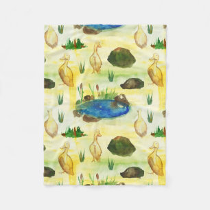 Watercolor duck fleece blanket