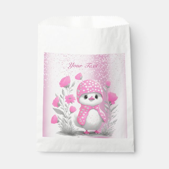 Watercolor Duck Pink Floral Favour Bag (Front)