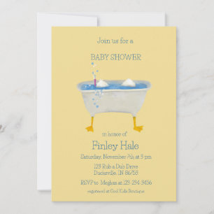 Watercolor Duck snorkelling in Bathtub baby shower Invitation