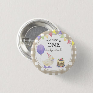 Watercolor Duckling 1st birthday 3 Cm Round Badge