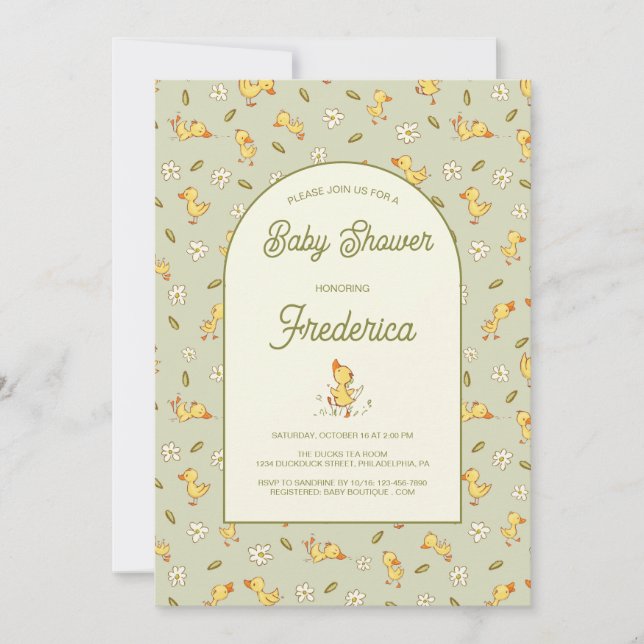 Watercolor Duckling Baby Shower Invitation (Front)