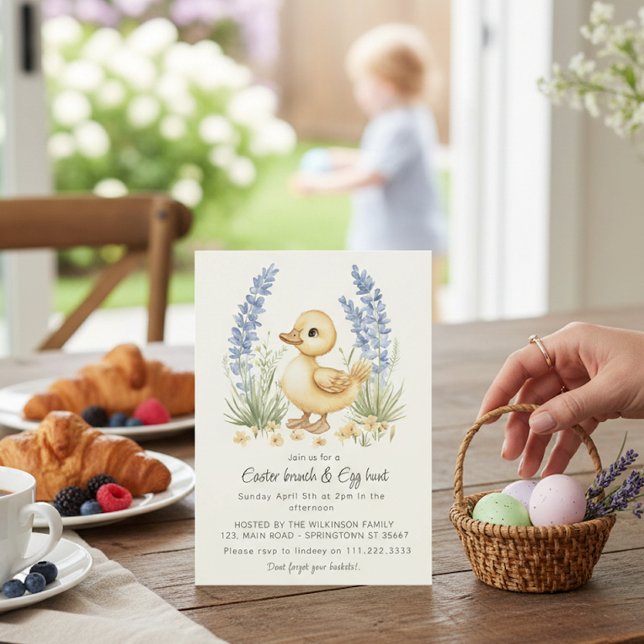 Watercolor Duckling Easter Brunch Egg Hunt invite (Creator Uploaded)