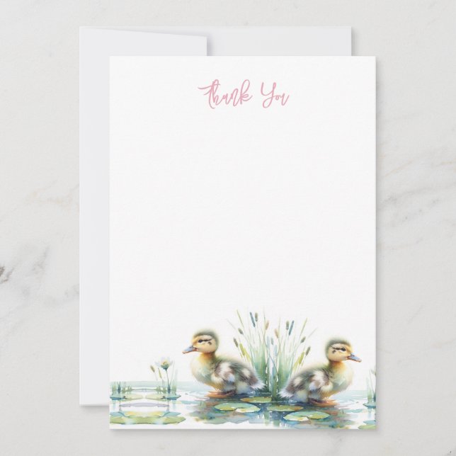 Watercolor Duckling Thank You Card (Front)