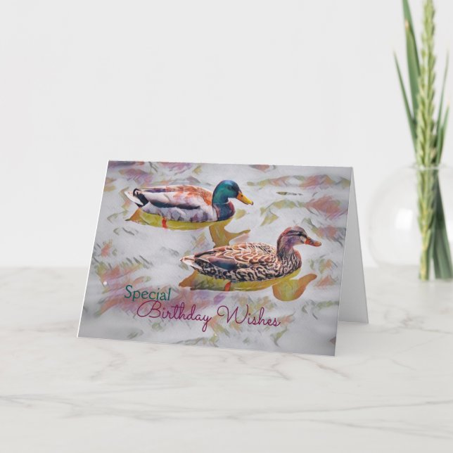 Watercolor Ducks Birthday Card (Front)