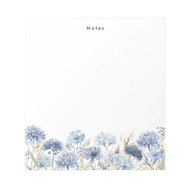 Watercolor Dust Blue Hydrangeas Personalised Notepad (Front)
