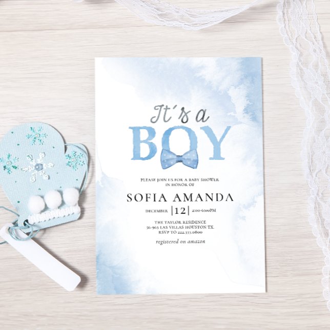 Watercolor Dusty Blue Baby Shower Invitation (Creator Uploaded)