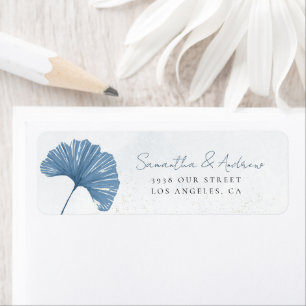 Watercolor Dusty Blue Botancial Wedding Return Address Label