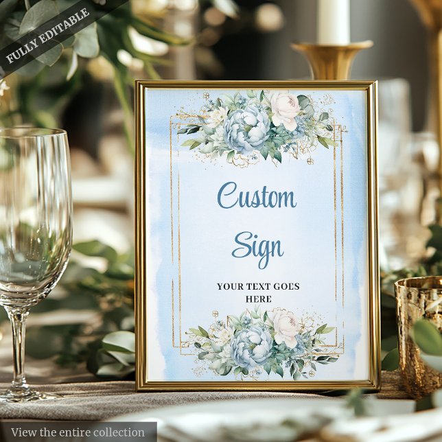 Watercolor Dusty Blue DIY Custom Wedding Sign (Watercolor Dusty Blue DIY Custom Wedding Sign

)